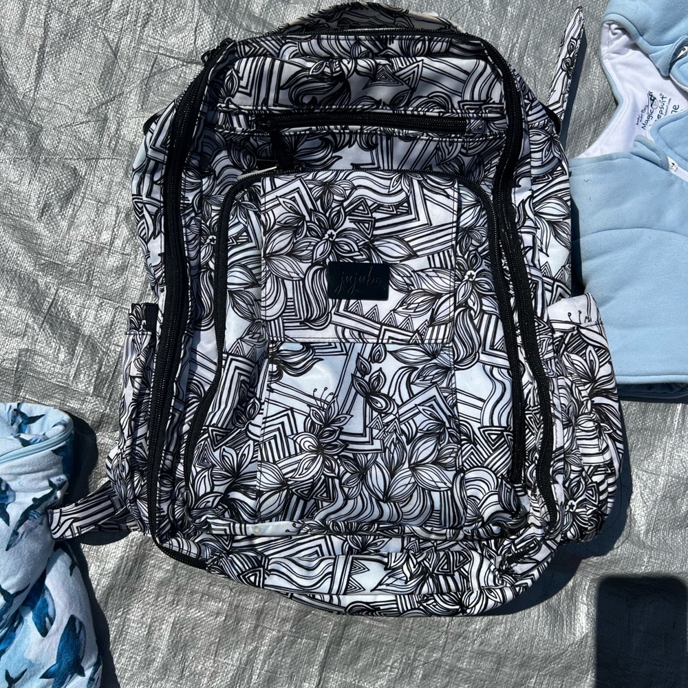 Ju-Ju-Be Black and White Diaper Bag Backpack